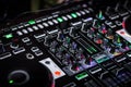 Blurred TRS sequencer section on DJ Controller with mixer section