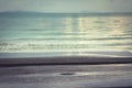 Blurred turquoise sea surf background with horizon during sunset Royalty Free Stock Photo