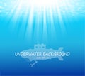 Blurred underwater background with sunbeams