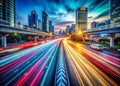 Blurred Urban Landscape Visualizing HighSpeed Data Transfer in a Dynamic Metropolis Illustrative imagery captures the