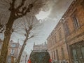 Blurred view from car windscreen during spectacular storm with heavy rain Royalty Free Stock Photo