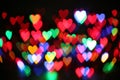 Blurred view of colorful heart shaped lights on background Royalty Free Stock Photo