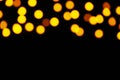 Blurred view of festive lights on black background, space for text. Bokeh effect Royalty Free Stock Photo