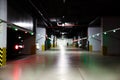 Blurred view of modern car parking garage Royalty Free Stock Photo