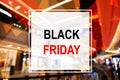 Blurred view of modern shopping mall. Black Friday Sale Royalty Free Stock Photo