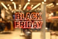 Blurred view of modern shopping mall. Black Friday Sale Royalty Free Stock Photo