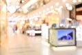 Blurred view of modern shopping mall interior. Bokeh Royalty Free Stock Photo