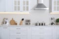 Blurred view of modern stylish kitchen