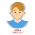 Blurred vision as a symptom of disease. Eye problem.