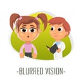 Blurred vision medical concept. Vector illustration.