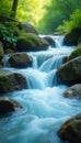 Blurred water cascades, creating a dreamy milky effect , art, serene Royalty Free Stock Photo