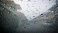 the blurred of water rain drop on car window Royalty Free Stock Photo