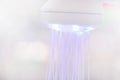 Blurred white shower head LED light for background, modern shower head LED lighting in blur picture for background