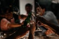 Blurred Wining with friends Drinking wine in a restaurant Royalty Free Stock Photo