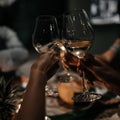 Blurred Wining with friends Drinking wine in a restaurant Royalty Free Stock Photo