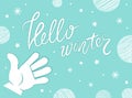 Blurred winter banner with christmas subjects and typographic label on blue abstract background Royalty Free Stock Photo