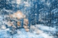 Blurred winter forest