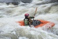 Blurred woman kayaking in river Royalty Free Stock Photo