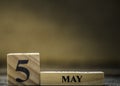 Blurred wooden calendar 5st. May