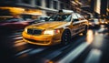 Blurred yellow cabs in bustling nyc downtown, vibrant colors, high quality resolution Royalty Free Stock Photo