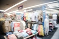 Blurry background variety of outdoor clothes at sport store in America Royalty Free Stock Photo