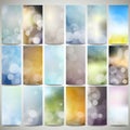 Blurry backgrounds set with bokeh effect. Abstract Royalty Free Stock Photo