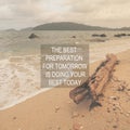 Blurry beach landscape with Inspirational quote
