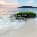 Blurry beach landscape with Inspirational quote Royalty Free Stock Photo