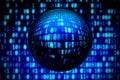 Blurry binary code background and a lens ball Royalty Free Stock Photo