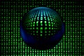 Blurry binary code background with a lens ball Royalty Free Stock Photo