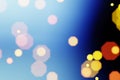 Blurry bokeh background image with yellow and red lights on a blue background, 3d rendering
