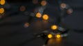 Blurry bokeh light on dark background. Abstract urban night light bokeh. Royalty Free Stock Photo