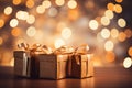 Blurry bokeh lights on Christmas presents Royalty Free Stock Photo