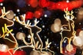 Blurry Christmas blur background with reindeer bokeh and soft sn Royalty Free Stock Photo