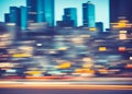 blurry city buildings and street lights at night abstract illustration Royalty Free Stock Photo