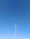 Abstrack Background Defocused Antenna of Communication Tower in the blue sky