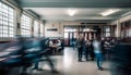 Blurry commuters rush through modern subway station generated by AI Royalty Free Stock Photo