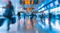 Blurry Commuters Rushing through an Airport Terminal Royalty Free Stock Photo