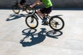Defocused cyclist silhouette