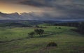 Blurry Dusk Clouds over British Countryside