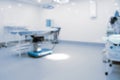 Blurry empty interior operating room and modern equipment in hospital.Medical device for surgeon surgical emergency