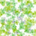 Blurry floral layered seamless print Simple transparent green flowers on a white background