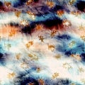 Blurry grunge washed out tie dye texture background. Wavy irregular motion wave seamless pattern. Grunge distorted ink Royalty Free Stock Photo