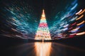 a blurry image of a christmas tree with lights Royalty Free Stock Photo