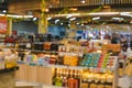 Blurry image of a department store or supermart with a lot of food and drinks on display Royalty Free Stock Photo