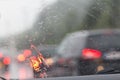 Blurry image of inside cars with bokeh lights with traffic jam a Royalty Free Stock Photo