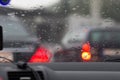 Blurry image of inside cars with bokeh lights with traffic jam a Royalty Free Stock Photo