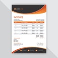 Sample invoice document with orange and black design elements Royalty Free Stock Photo