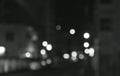 blurry light on street on Fukuoka Japan in black and white tone Royalty Free Stock Photo