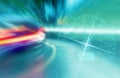 Blurry lights of rushing cars in the night city. Speedometer. Abstract concept of fast driving Royalty Free Stock Photo
